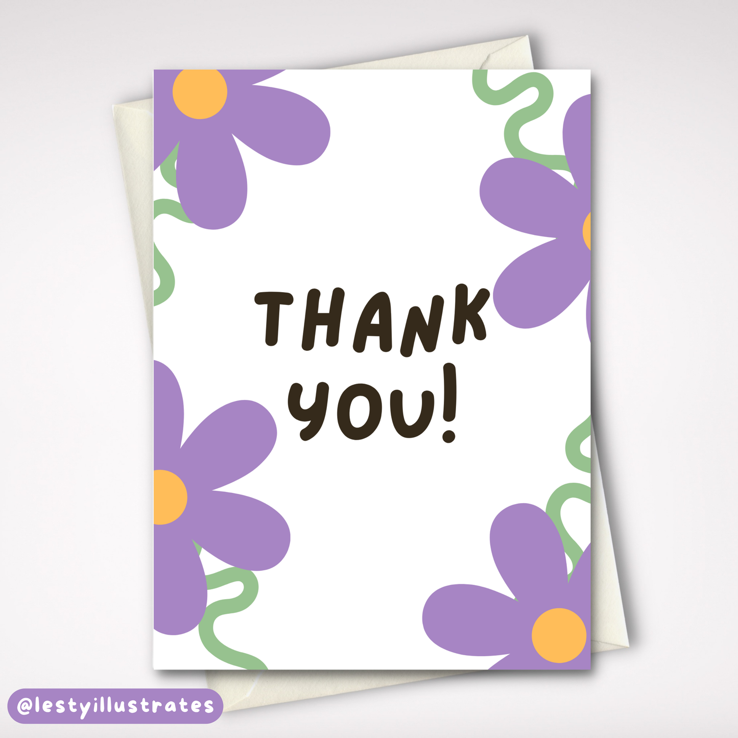 Thank You! Purple Daisies Card