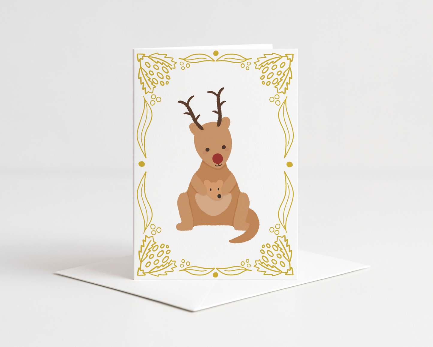 Kangaroo Golden Christmas Card