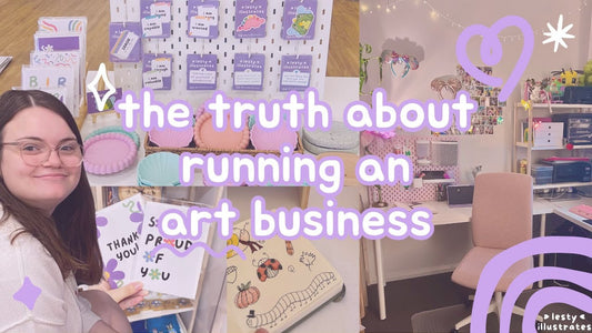 a collage of photos with text overlay that reads "the truth about running an art business"