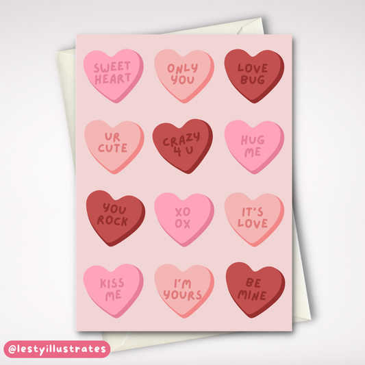 Sugar Hearts Pattern Card