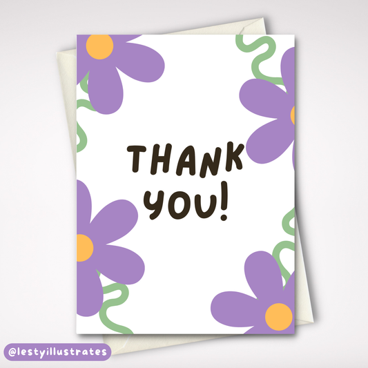 Thank You! Purple Daisies Card