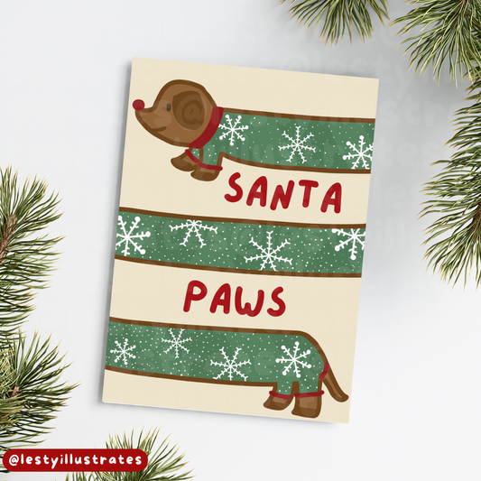 Santa Paws Christmas Card