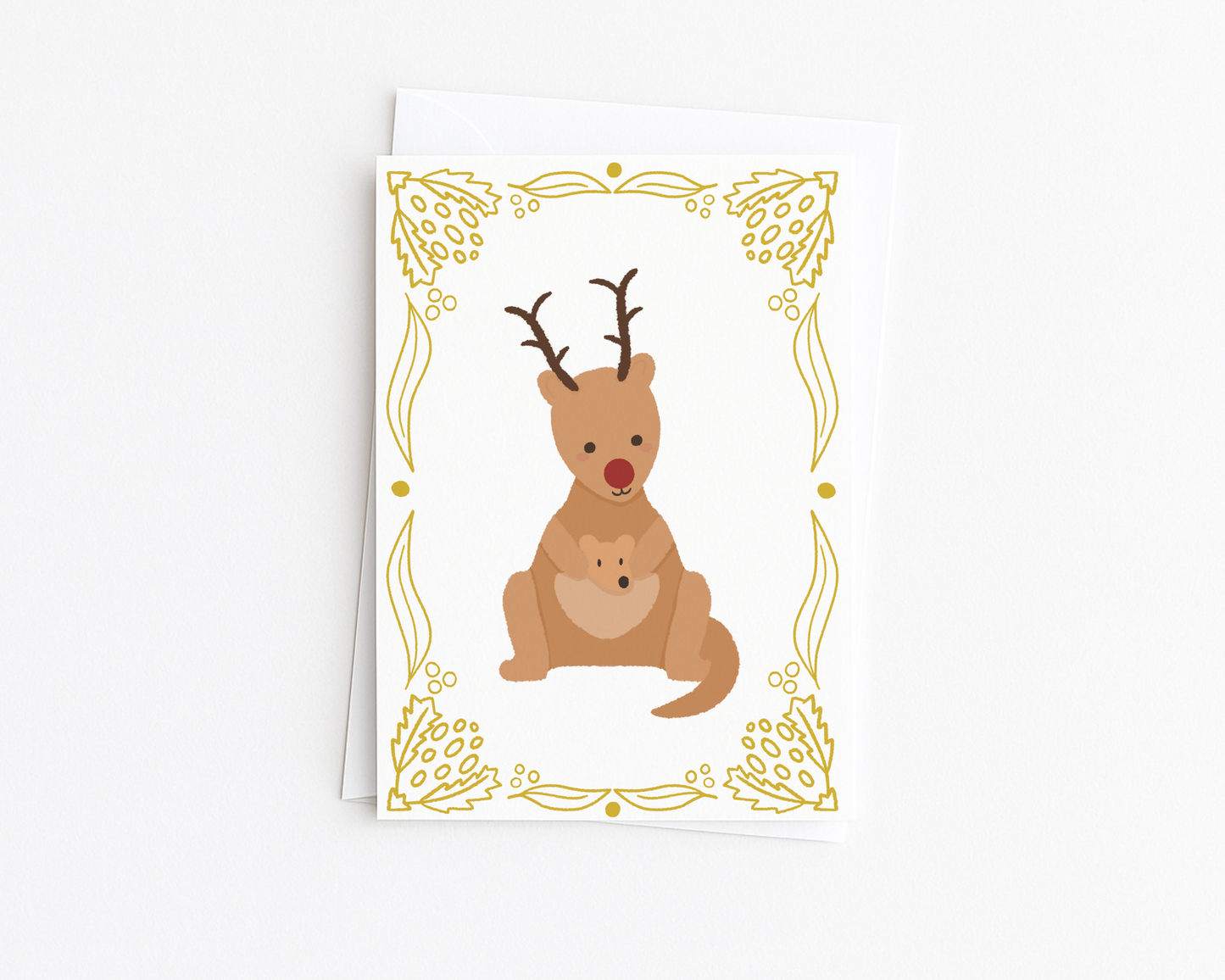 Kangaroo Golden Christmas Card