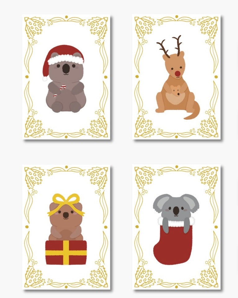Golden Christmas Card Set