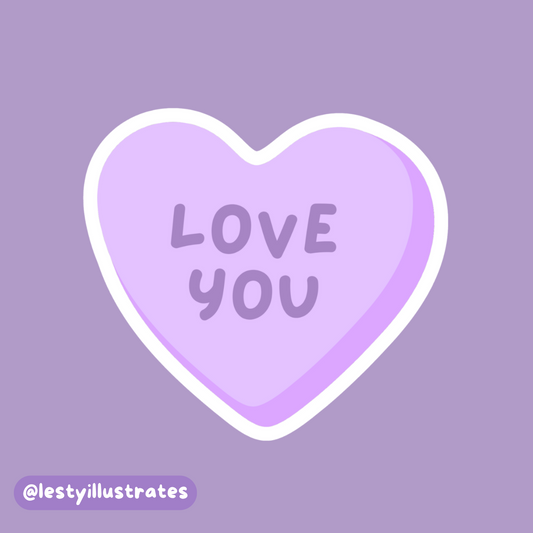 Love You Sugar Heart Sticker