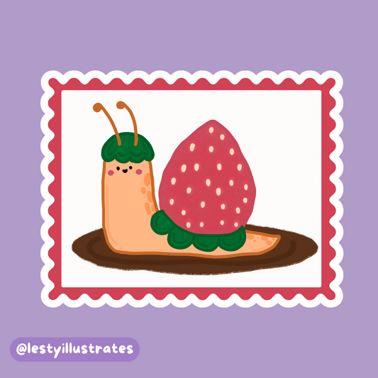 Strawberry Snail Stamp Sticker